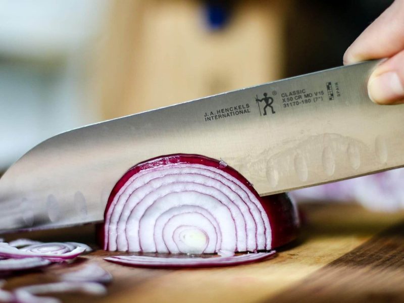 HENCKELS 7 inch Classic Sharp Hollow Edge Santoku Knife