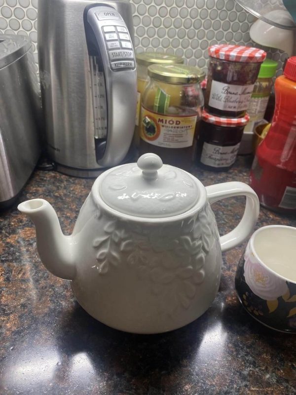 4. Toptier Leaf Teapot, Porcelain Teapot with Infuser