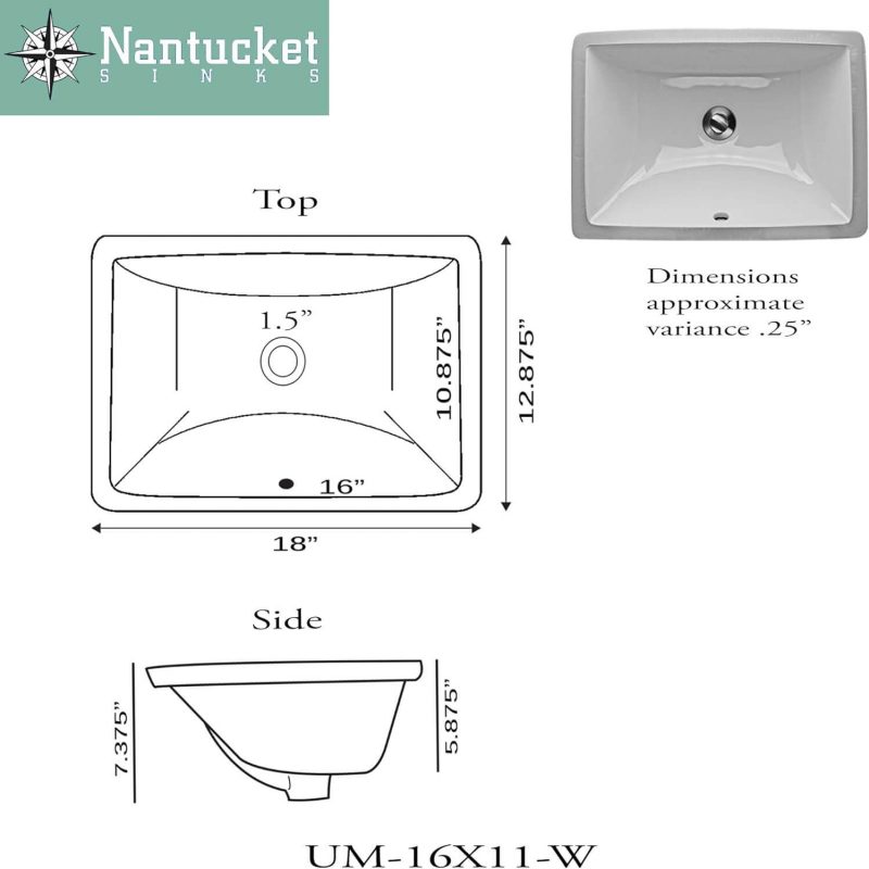 5. Nantucket UM-16x11-W Sink, White