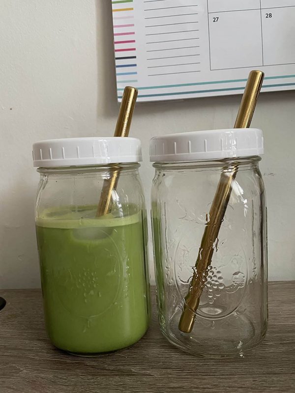 3. Smoothie Tea Cup Boba Bubble Tea Cup with Gold Lid and Straw