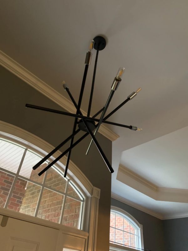 7. Contemporary Chandelier 6-Light Matt Black Finish Mid-Century Pendant Lighting for Dining Room