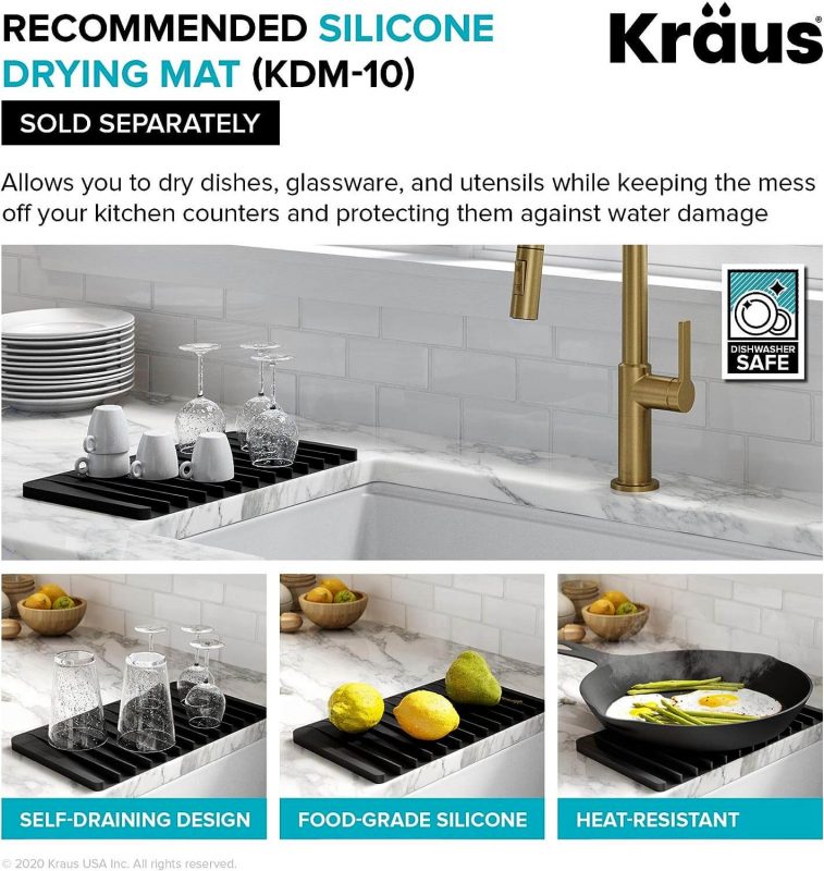 Kraus Standard PRO 33-Inch 16 Gauge Undermount 60/40 Double Bowl Stainless Steel Kitchen Sink, KHU103-33