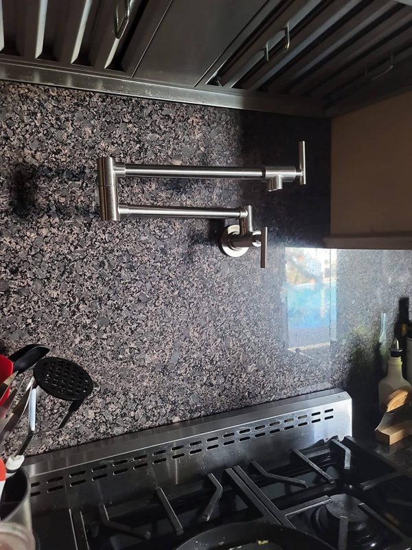 6. LEPO Pot Filler Faucet, Double Joint Swing Arm Folding Kitchen Faucet