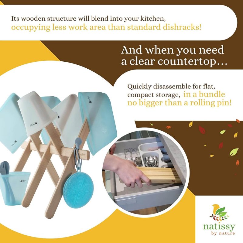 4. Wooden Dish Drying Rack, for Baby Bottles, Cups, Cups, Bags, Wrappers