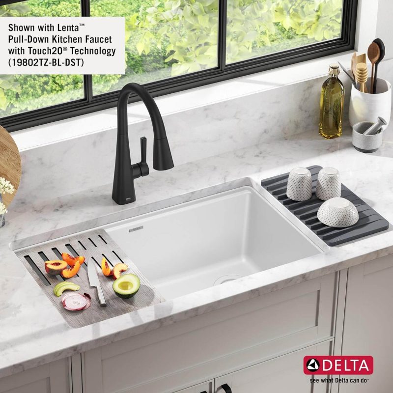 7. Single Bowl Undermount Sink with WorkFlow Ledge and Accessories in White