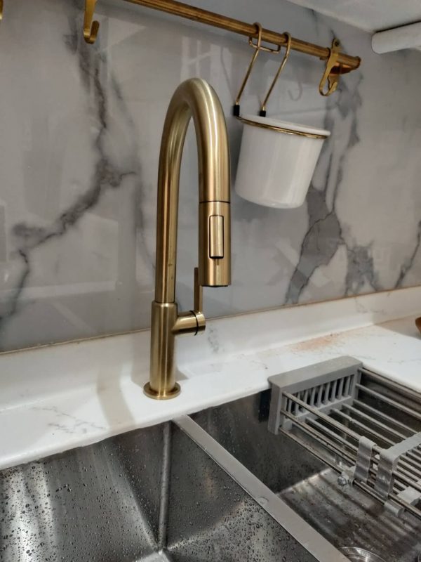 4. KRAUS Oletto Single Handle Pull-Down Kitchen Faucet in Chrome, KPF-2820CH