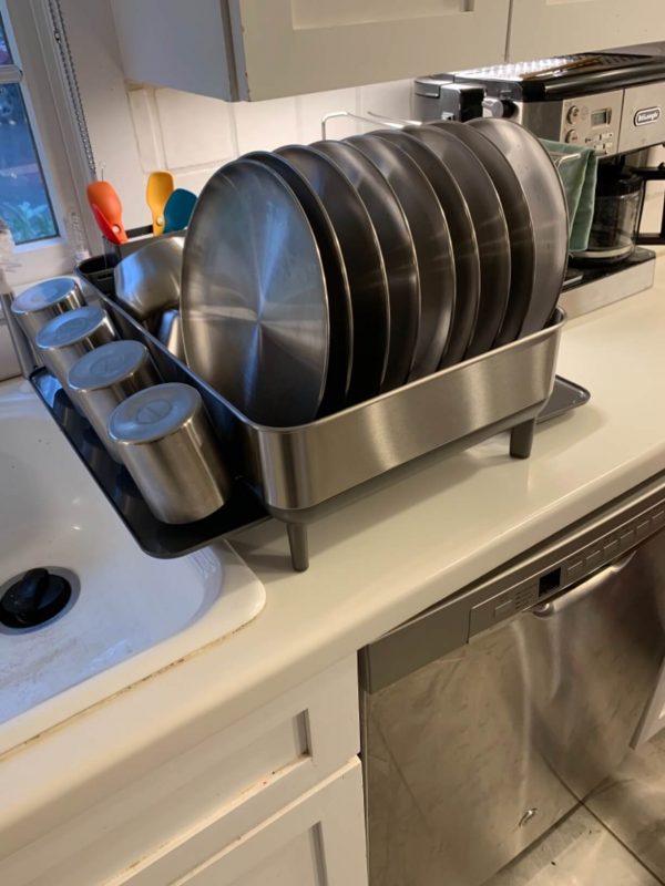 4. simplehuman Compact Kitchen Dish Drying Rack with Swivel Spout