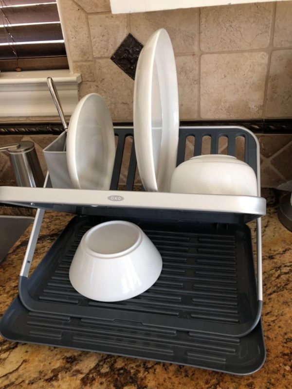5. OXO Aluminum Folding Flat Dish Drying Rack