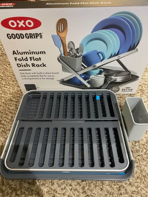 5. OXO Aluminum Folding Flat Dish Drying Rack