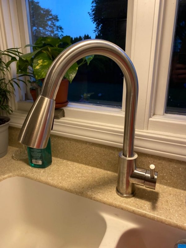 2. Chrome Kitchen Faucet with Soap Dispenser, WOWOW Stainless Steel Faucet