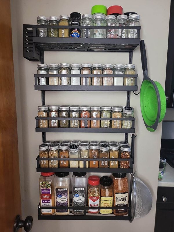 1. Height Adjustable Hanging Spice Rack for Kitchen Pantry Cabinet
