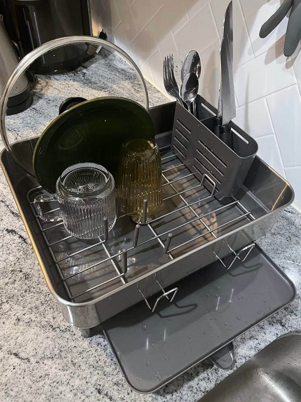 1. Simplehuman Kitchen Dish Drying Rack with Swivel Spout