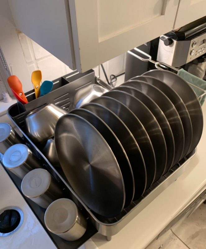 4. simplehuman Compact Kitchen Dish Drying Rack with Swivel Spout