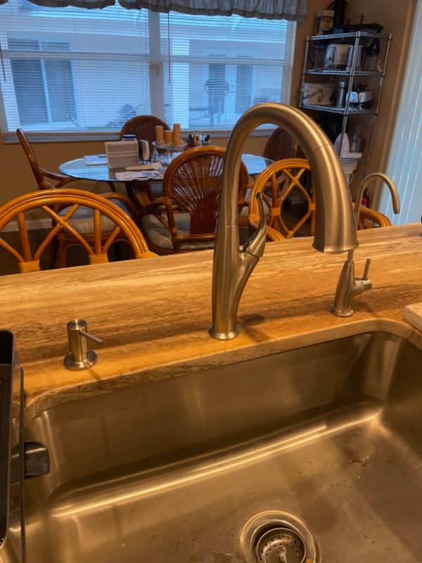 5. KRAUS Merlin Transitional Pull-Down Single Handle Kitchen Faucet in Brushed Gold, KPF-1674BG