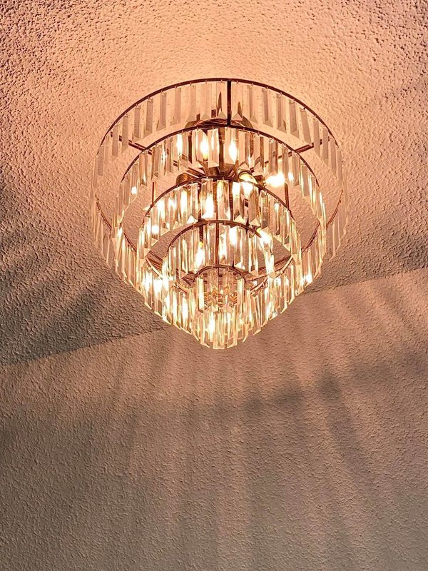 6. Chrome Crystal Chandelier Modern Antique Semi Flush Mount Chandelier