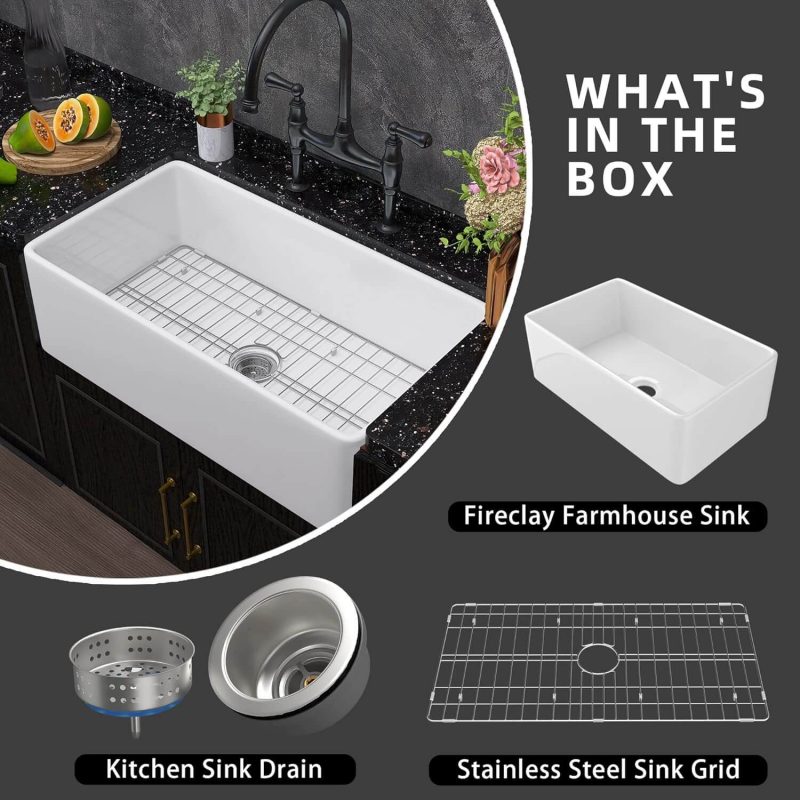 2. Undermount Kitchen Sink White Single Bowl Kitchen Sink with Accessories