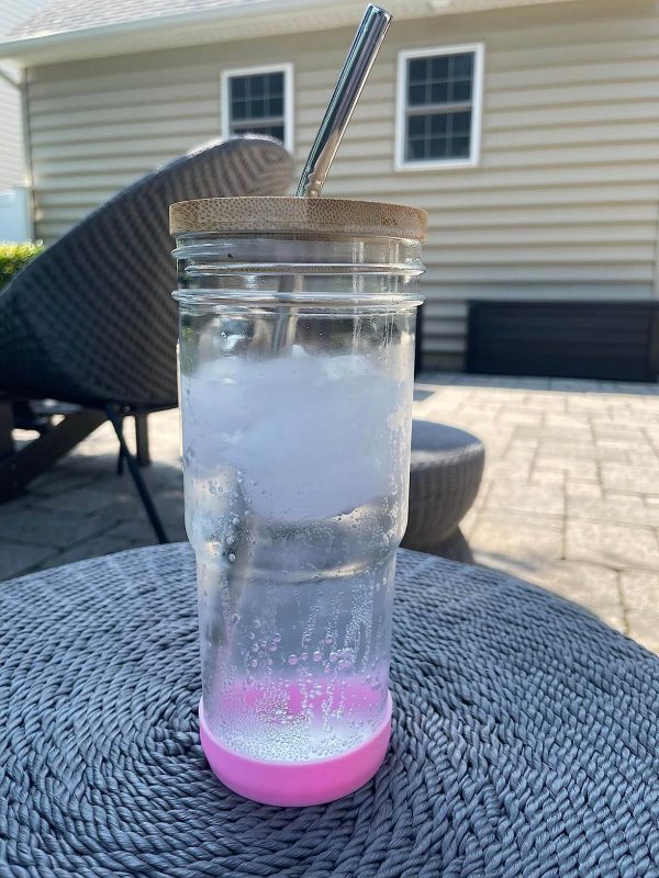 7. 4-Pack 24oz Glass Tumbler Cups with Handles for Ice, Juice, and Tea