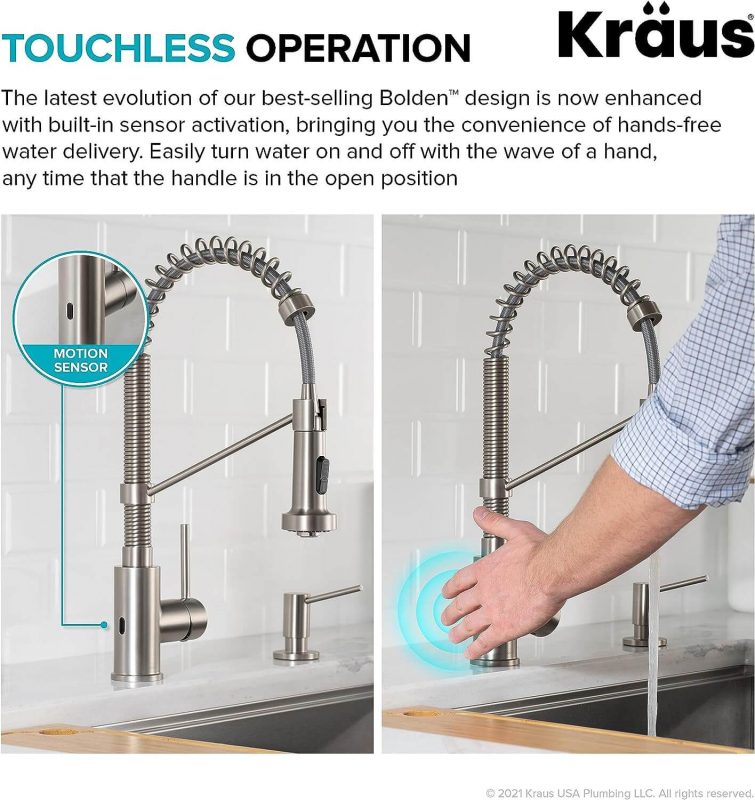 1. Kraus KSF-1610MB Bolden Touchless Commercial Pull-Down Sensor