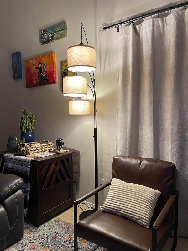 7. 1000LM Modern Tall Standing Lamp With Beige Shade & Heavy Base 7. 1000LM Modern Tall Standing Lamp With Beige Shade & Heavy Base