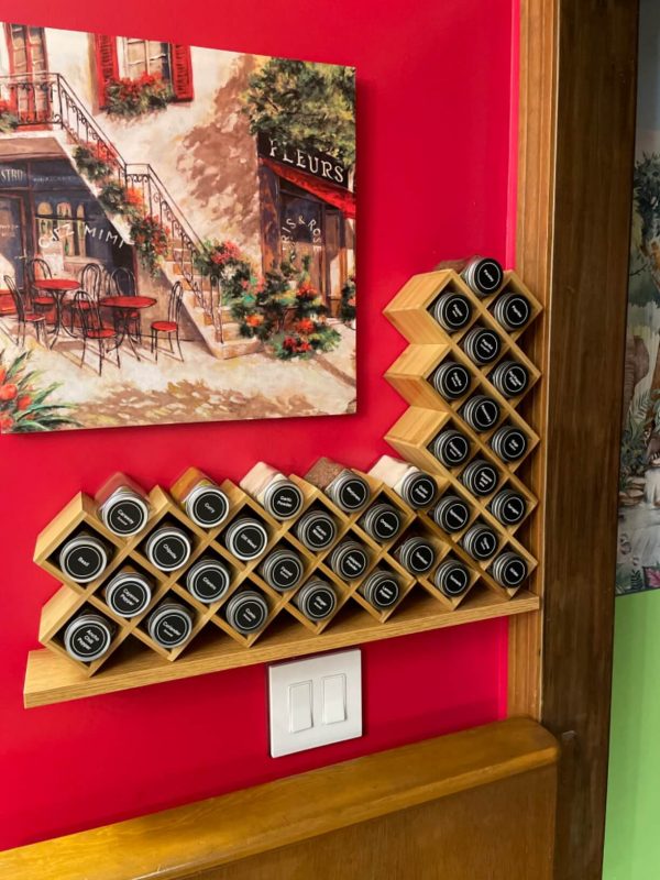 7. Crisscross 18 Jar Bamboo Table Spice Rack Organizer