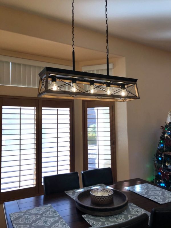 1. Farmhouse Linear Pendant Lamp in Solid Wood for Dining Room
