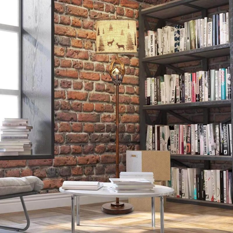 5. Antler Standing Floor Lamp with Round Shade Lamp Night Light 5. Antler Standing Floor Lamp with Round Shade Lamp Night Light