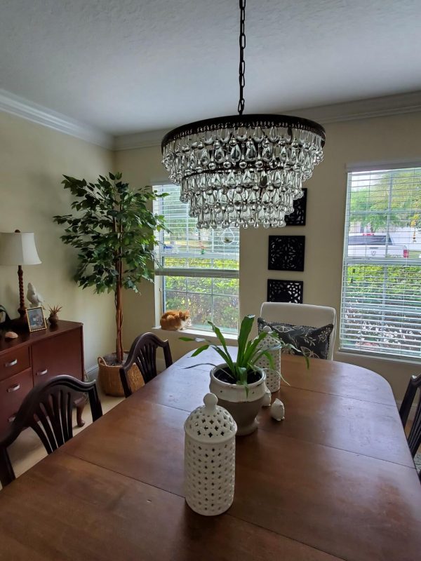 1. 6-Light 5-Tier Farmhouse Crystal Chandelier