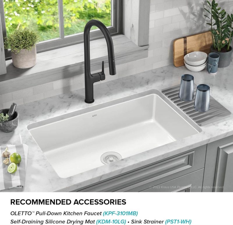 1. Undermount Single Bowl Kitchen Sink in White