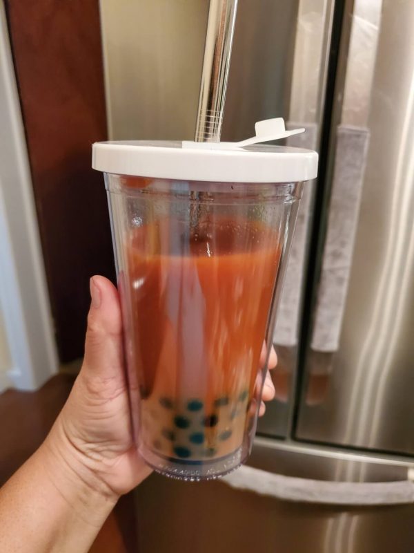 1. Large Size Bubble Tea Cup (24 Oz), Slanted Straw, Leak Proof Design