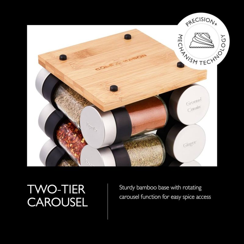 6. Cole & Mason Blyth Classic Wooden Rotating & Rotating Spice Rack