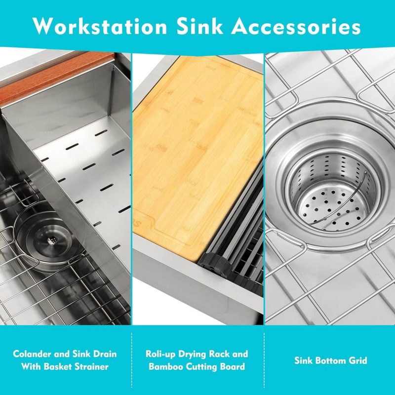 4. Kitchen Sink Handmade Undermount Sink 50/50 Double Bowl Stainless Steel
