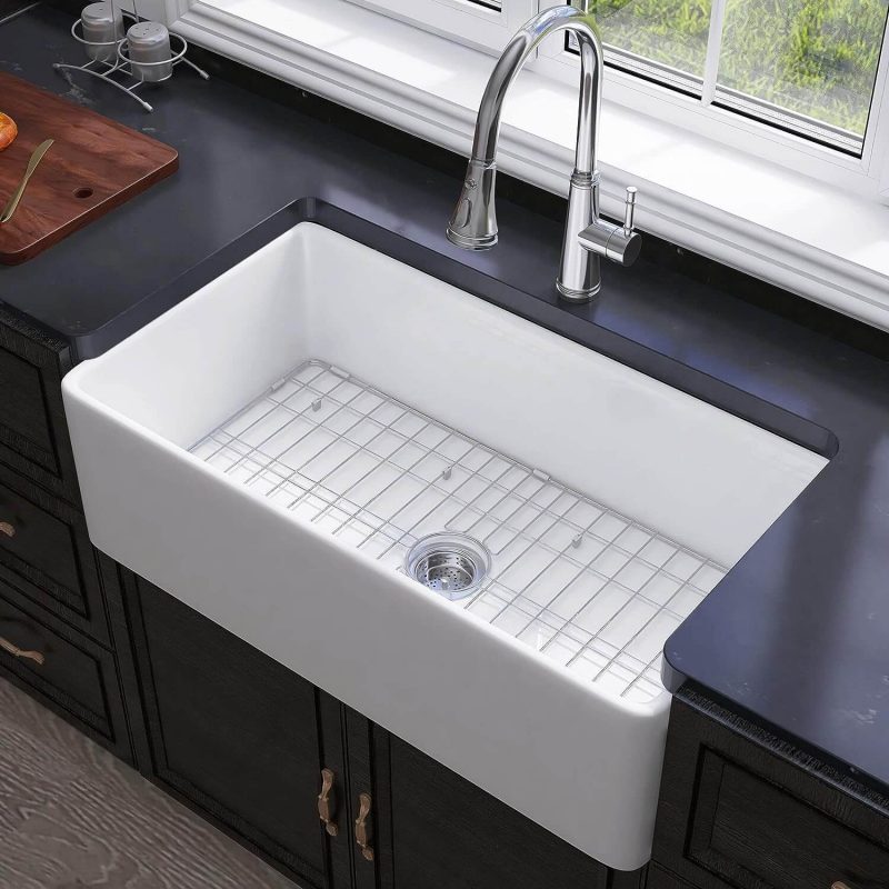 2. Undermount Kitchen Sink White Single Bowl Kitchen Sink with Accessories