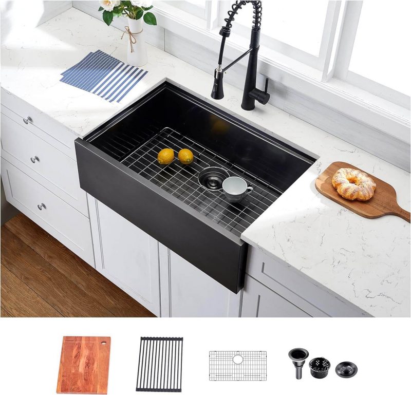 Hotis Black 33 Inch Farmhouse Sink