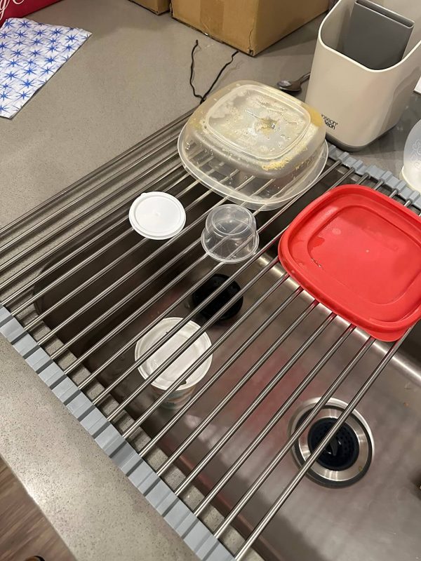 4. Mikinya Over Sink Dish Drying Rack, Roll Up Dish Drying Rack