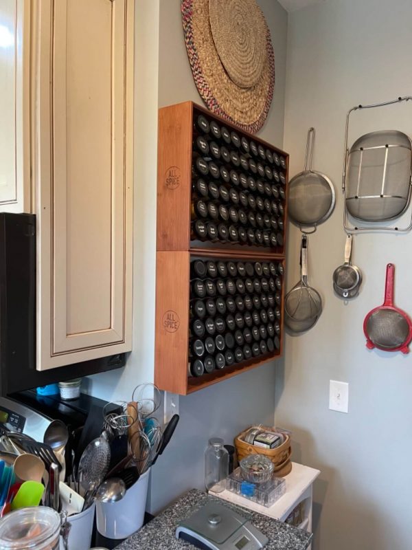 3. AllSpice Wooden Spice Rack, Includes 30 4oz Jars- Bamboo