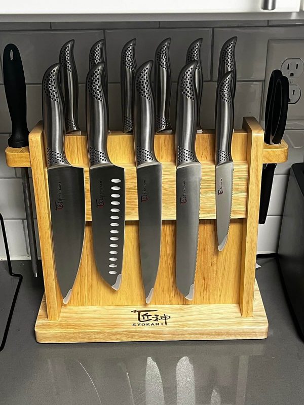 SYOKAMI Kitchen Knife Set, 14 Pieces Japanese Style Knife Block