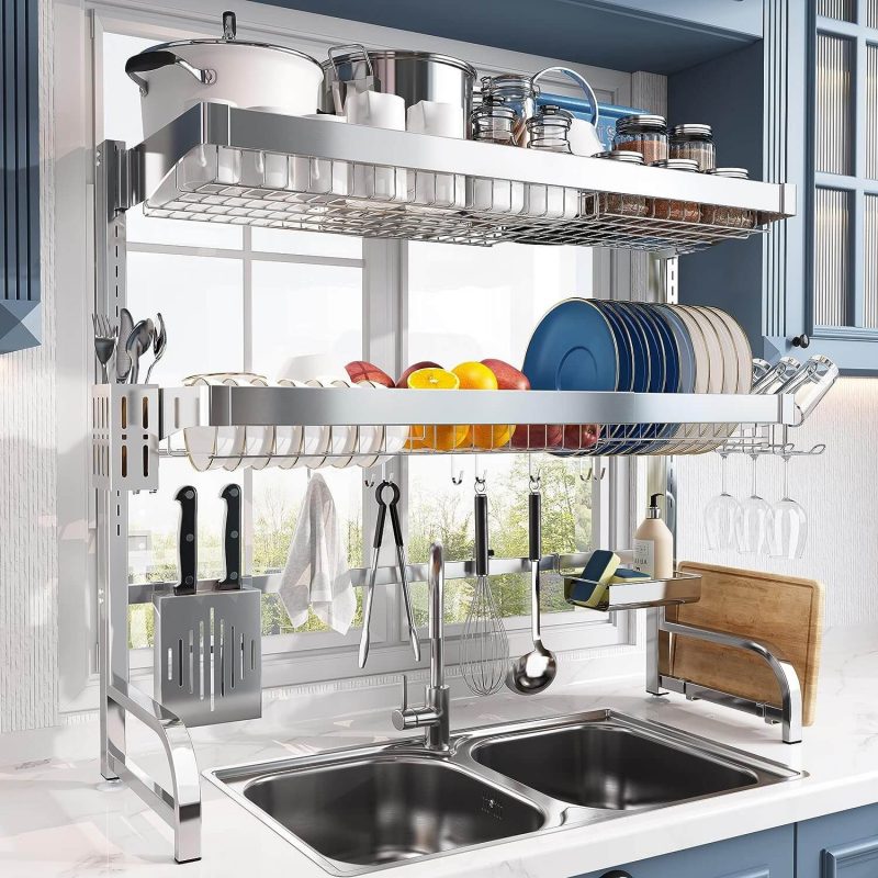 3. Dish Drying Rack Over the Sink, MAJALIS 3 Tier Full 304 Stainless Steel