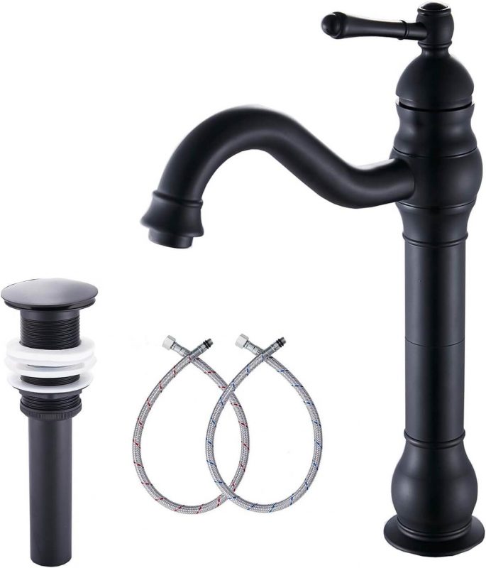 6. GGStudy Black Bathroom Faucet 360° Swivel Single Handle