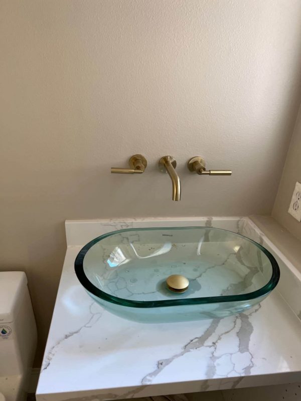 5. Wall Mounted Sink Faucet, Double Handle, Solid Brass