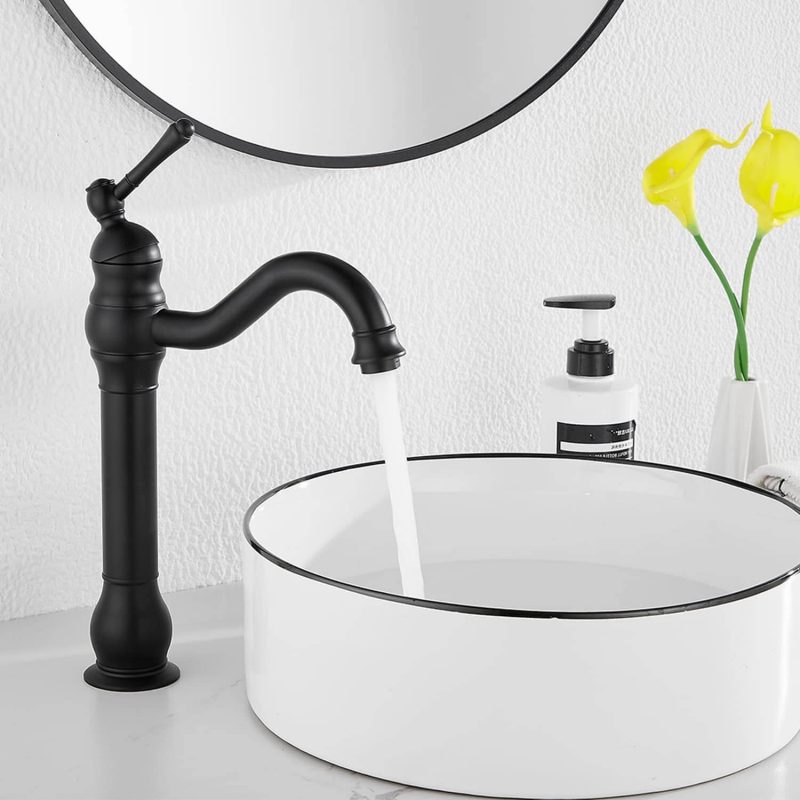 6. GGStudy Black Bathroom Faucet 360° Swivel Single Handle