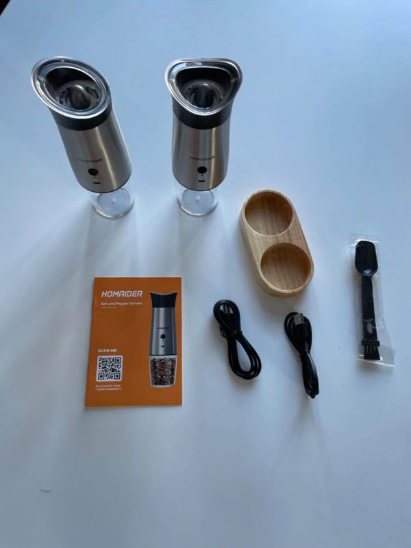 3. Homaider Rechargeable & Automatic Electric Salt and Pepper Grinder - for Spices