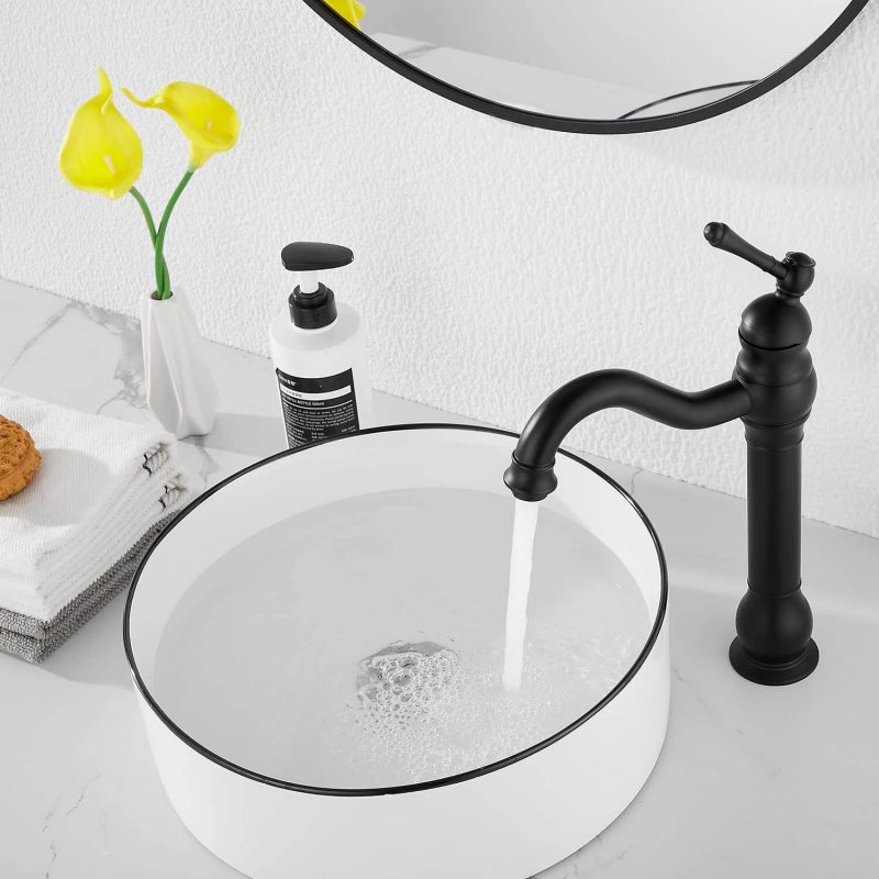6. GGStudy Black Bathroom Faucet 360° Swivel Single Handle