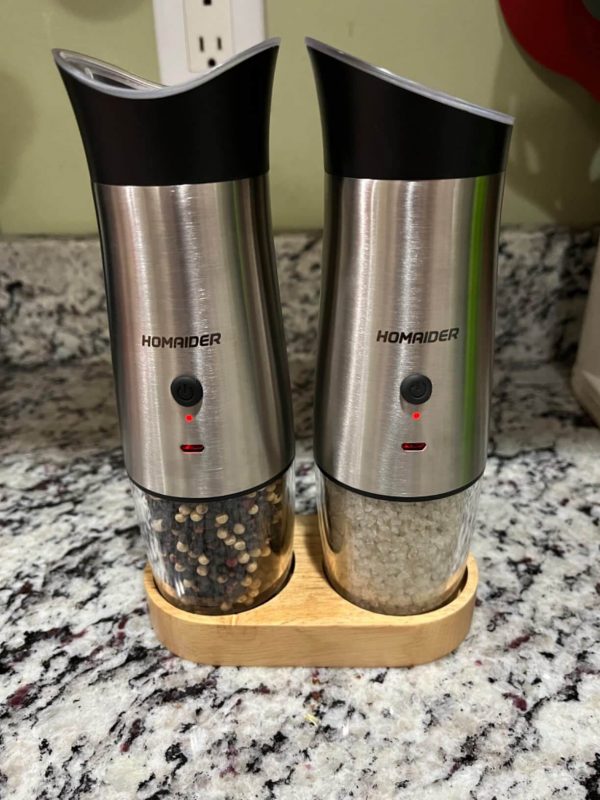 3. Homaider Rechargeable & Automatic Electric Salt and Pepper Grinder - for Spices