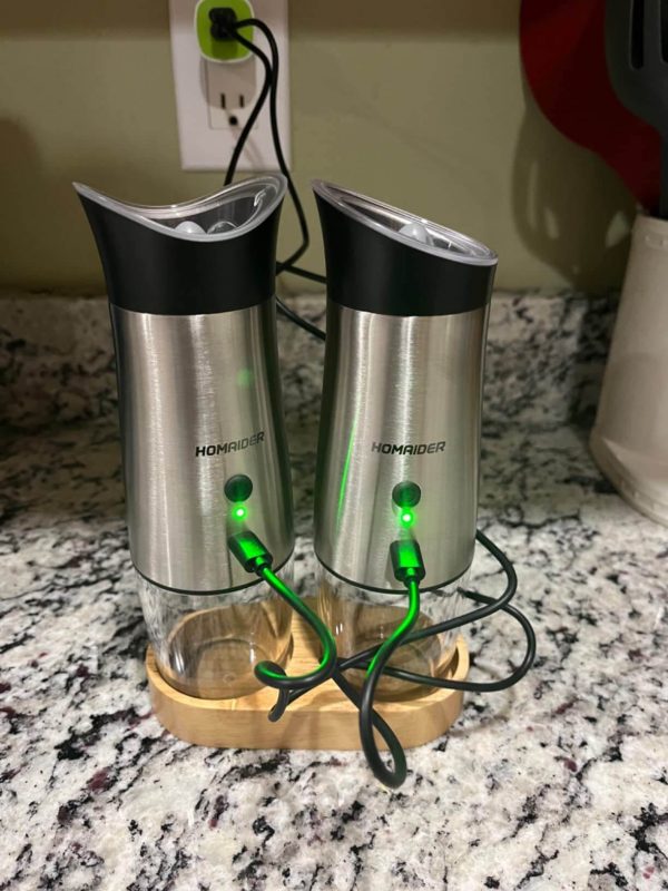 3. Homaider Rechargeable & Automatic Electric Salt and Pepper Grinder - for Spices