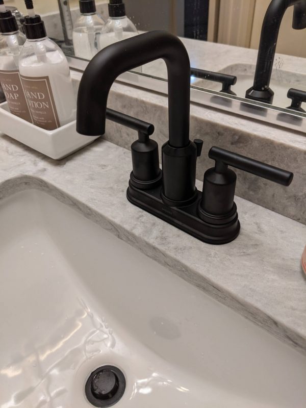 1. Contemporary Black Sink Faucet for Countertop 3 Holes