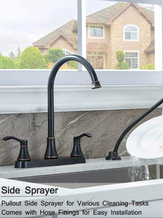 3. 3 Hole or 4 Hole Faucet for Rv Kitchen Sink with High Arc Spout & Side Spray