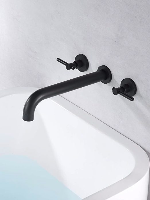 2. Solid Brass Two Handle High Flow Matte Black Tub Faucet