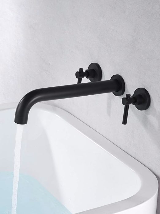 2. Solid Brass Two Handle High Flow Matte Black Tub Faucet
