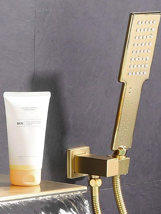 7. Modern Single Handle Bath Filler Solid Brass in Brushed Gold