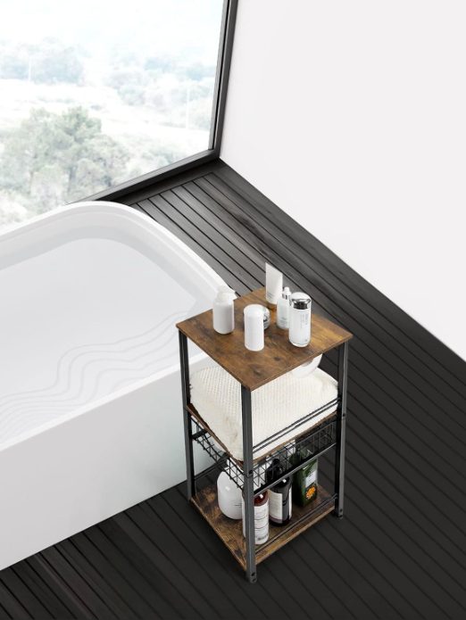2. Freestanding Bathroom Shelf with Drawers 3 Tier Toilet Paper Storage Holder
